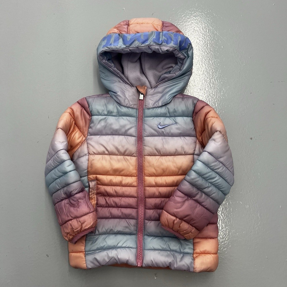 Nike Toddler Girls 2T Ombre Puffer Jacket H883-ABS Multicolor Hooded Coat